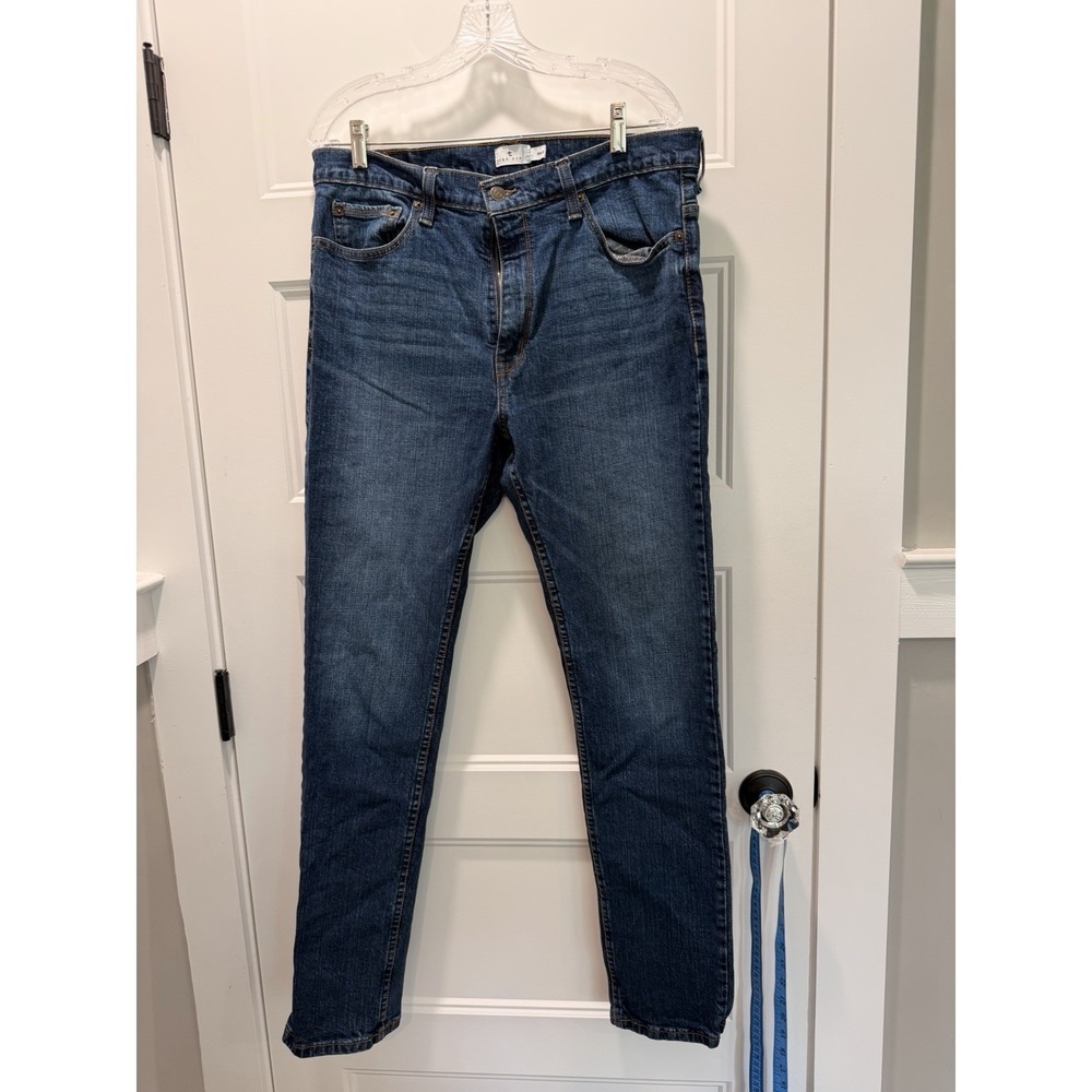 True Craft Men's Tapered Jeans 36x32 Medium Wash Stretch Denim V9882 Taper Fit